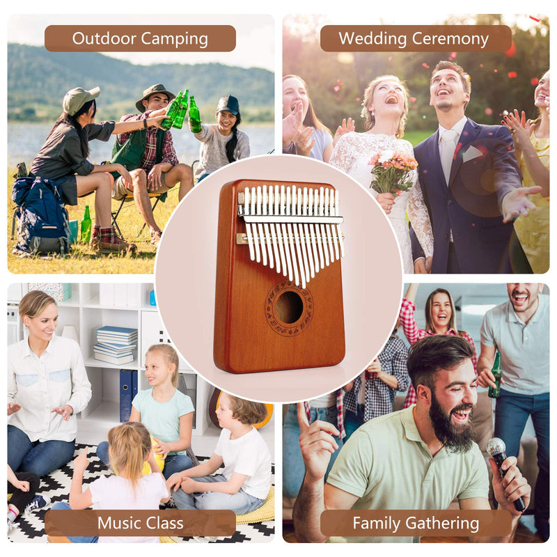 Haton Kalimba, 17 Keys Thumb Piano With Study Instruction and Tune Hammer, Portable Mbira Africa Wood Finger Piano, Easy to Learn Music Instrument Gift for Kids Adult Beginners