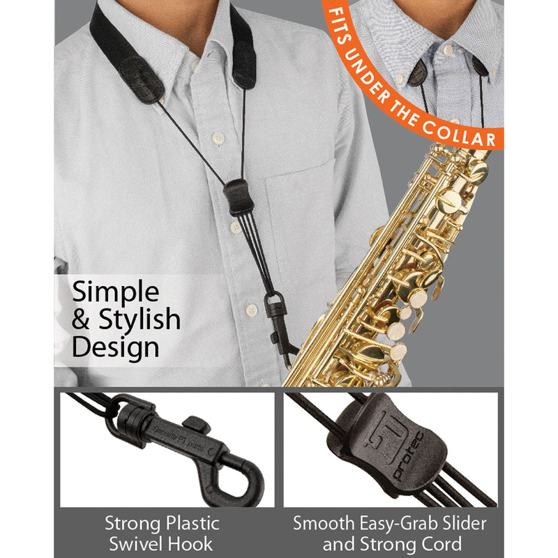 Pro Tec NA311P 20" Nylon Saxophone Neck Strap with Plastic Swivel Snap Junior