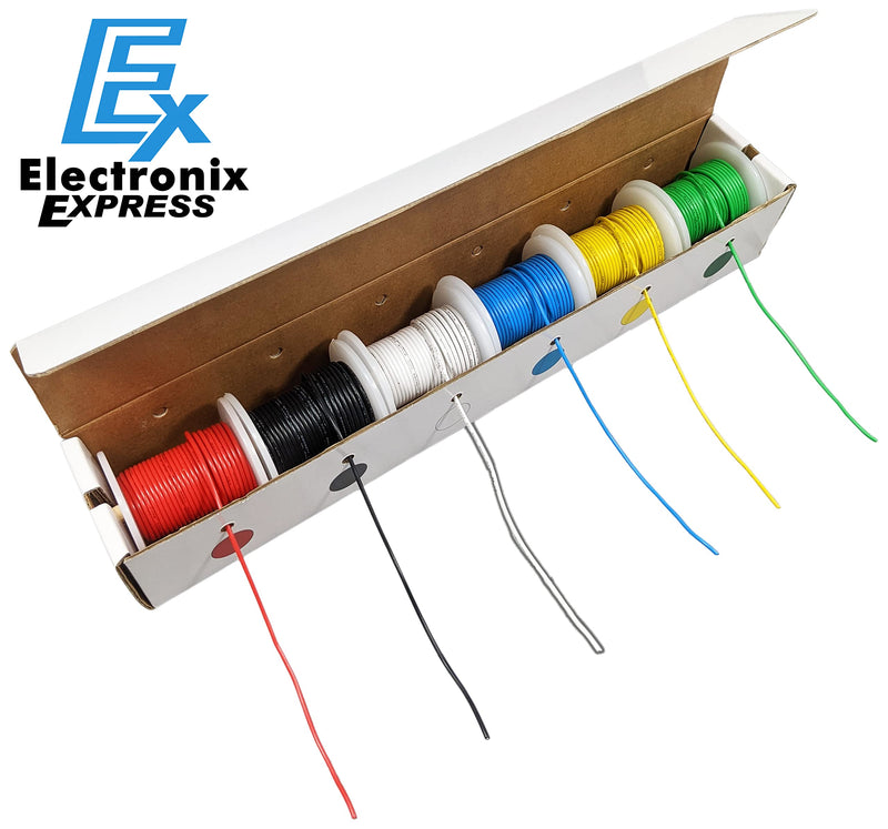 18 Gauge Stranded Hook-Up Wire Kit - Includes 6 Different Colored 25 Foot Spools - by EX ELECTRONIX EXPRESS