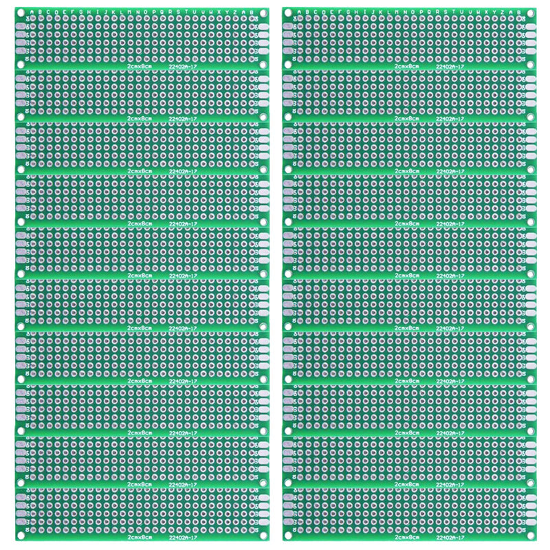 YUNGUI 20 Pcs 2x8cm PCB Board Small Prototype Boards Universal Printed Circuit Boards Breadboard for DIY Soldering Electronic Project