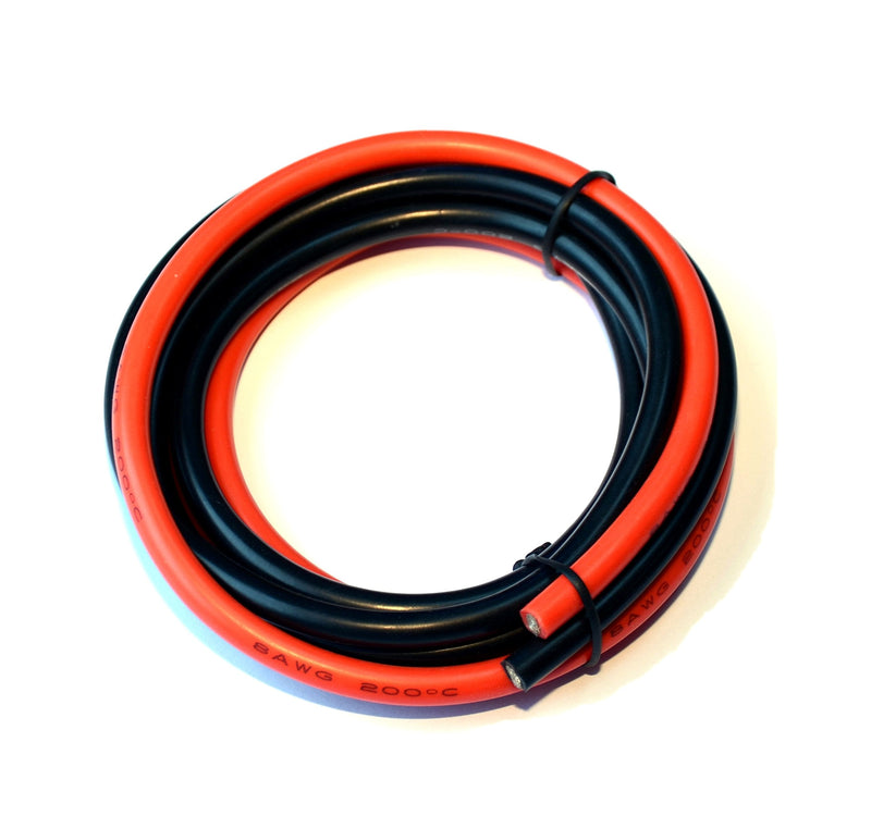 8awg Power Cable, Battery Cable [5 ft Black and 5 ft Red] 8 Gauge-1650 Strands of Tinned Copper Wire, Solder Through Quickly 8AWG [5 ft Black+5 ft Red]