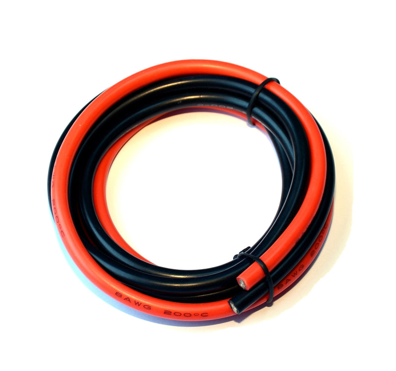 [AUSTRALIA] - 8awg Power Cable, Battery Cable [5 ft Black and 5 ft Red] 8 Gauge-1650 Strands of Tinned Copper Wire, Solder Through Quickly 8AWG [5 ft Black+5 ft Red] 