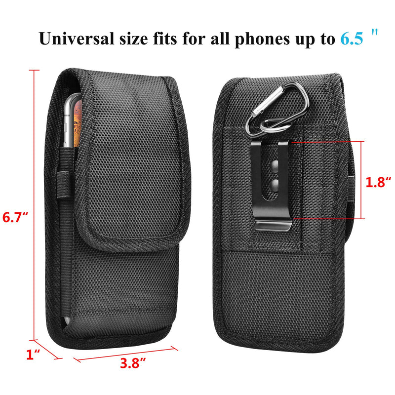 Njjex Cell Phone Holster for iPhone 12 Pro Max 11 XS XR 7 8+ Samsung Galaxy S21 Ultra S20 Plus S10 S9 Note 20 10+ A01 A11 A21 A51 A71 A02S A12 A32 A42 A52 Belt Clip Holster Phone Pouch Carrying Holder Black