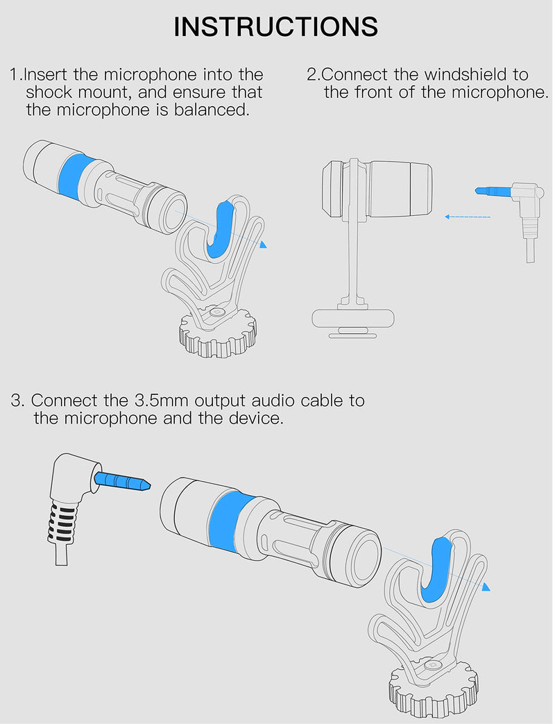 External Video Microphone for Camera with Noise Isolate Shock Mount, Windbox Compact On-Camera Mic and Accessories Compatible with Smartphone and DSLR Cameras, Vlogging TIKTOK Microphone