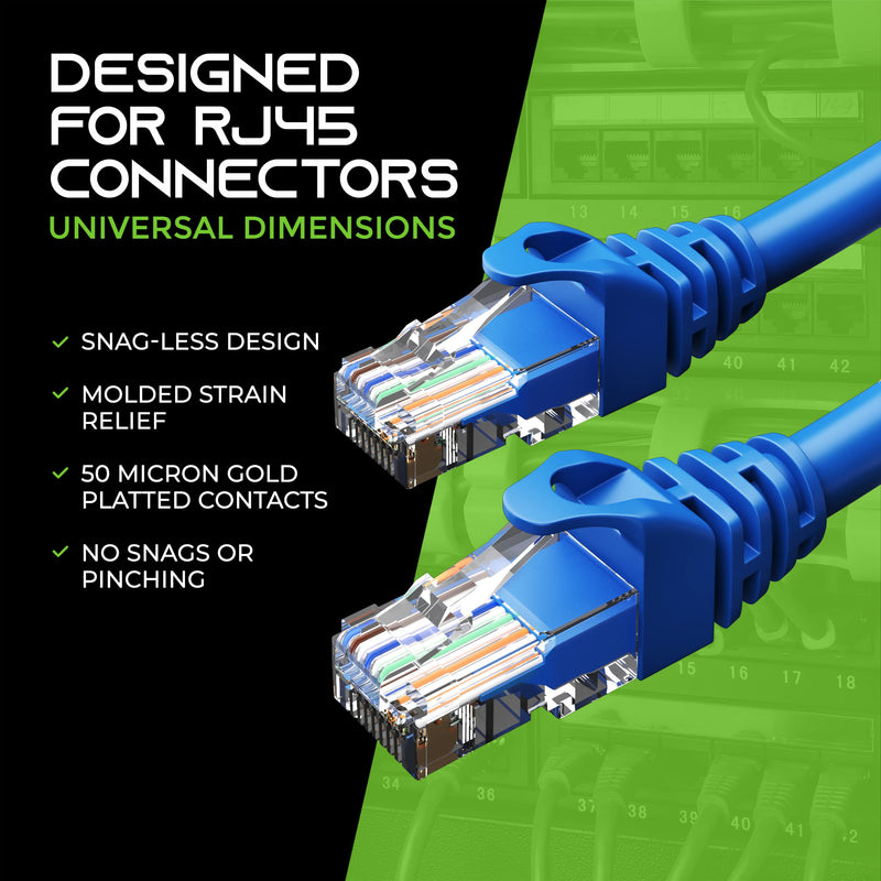 GearIT 20-Pack Cat6 Patch Cable 1 Foot Cat 6 Ethernet Cable Snagless Flexible Soft Tab - Preimum Series - Blue 1 Foot (20-Pack)