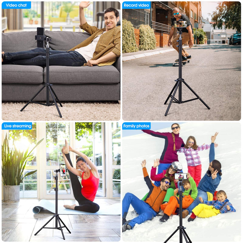67-inch Phone Tripod Extendable Cell Phone Tripod Stand and Phone Holder, Compatible with iPhone & Camera/Selfies/YouTube Video Recording/Live Streaming