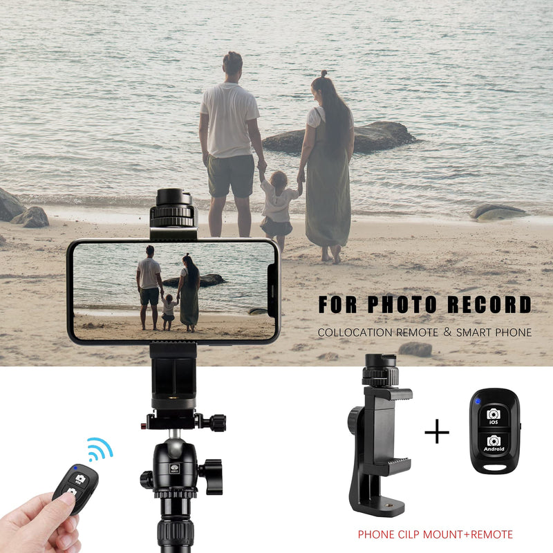Lammcou Cell Phone Tripod Mount with Cold Shoe Adapter + Wireless Remote, Selfie Stick Monopod Gimbal Stabilizer Head & Tripod Adapter Stand Holder for iPhone Samsung Huawei Android Phones Adapter Black