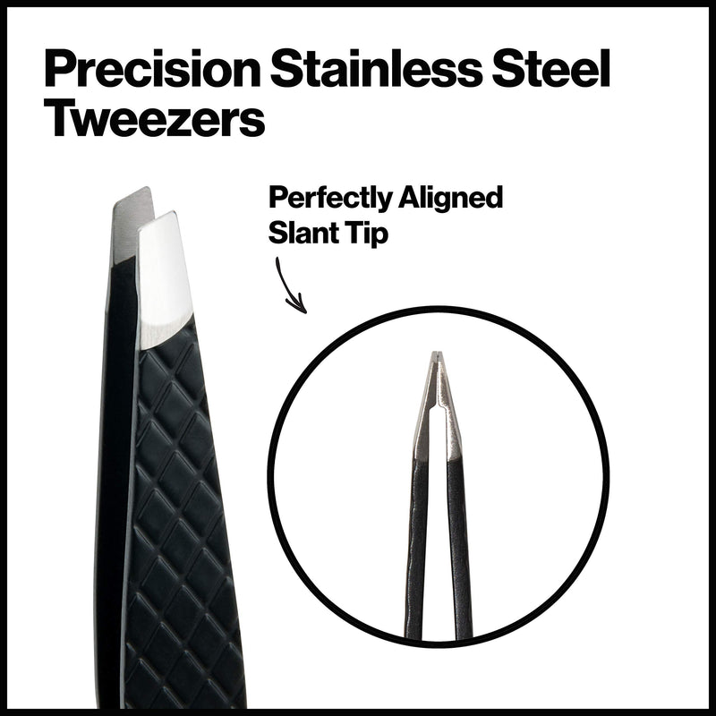 REVLON Expert Slant Tip Tweezer, Stainless Steel Hair Removal Makeup Tool