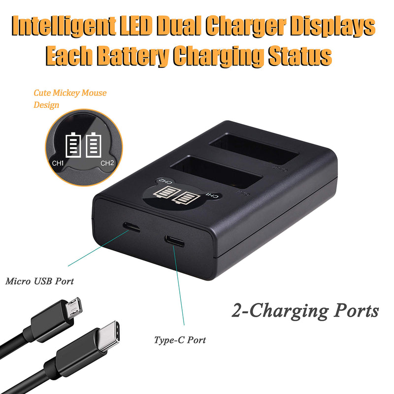 LP-E17 Pickle Power (X2) 1100mAh 7.4V Battery Pack and Rapid Smart LED Dual USB Charger Compatible with Canon Rebel SL2, T6i, T6s, T7i, EOS M3, M5, M6, EOS 200D, 77D, 750D, 760D + Digital SLR Camera