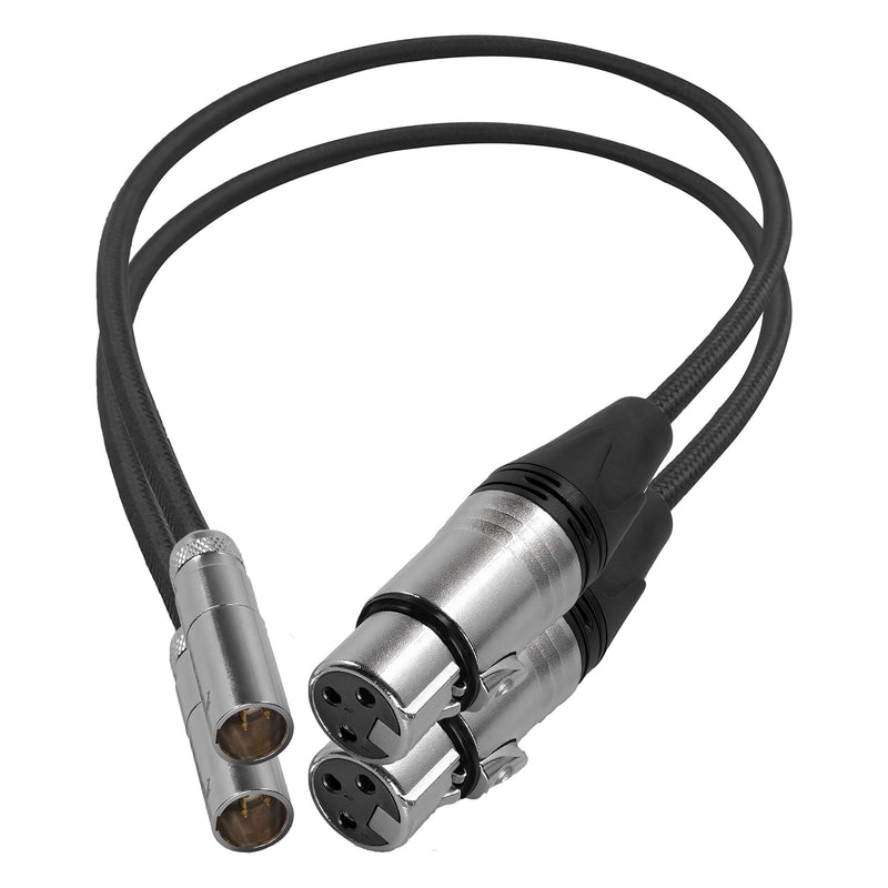 KONDOR BLUE 16" Mini XLR Male to XLR Female Audio Cable for BLACKMAGIC Pocket 4K/6K Camera Video Assist | Pro XLR Adapter for Microphones & Mixers. (Black, 16" | 2 Pack)