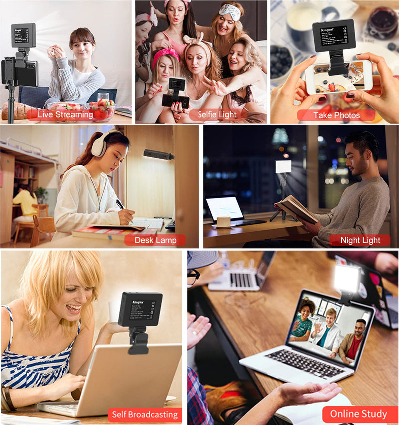 King Ma Video Conferencing Lighting, 3 Light Modes Portable LED Clip Light for Webcam Lighting, Zoom Call Lighting Video Selfie Light for Remote Working Distance Learning Live Streaming Makeup