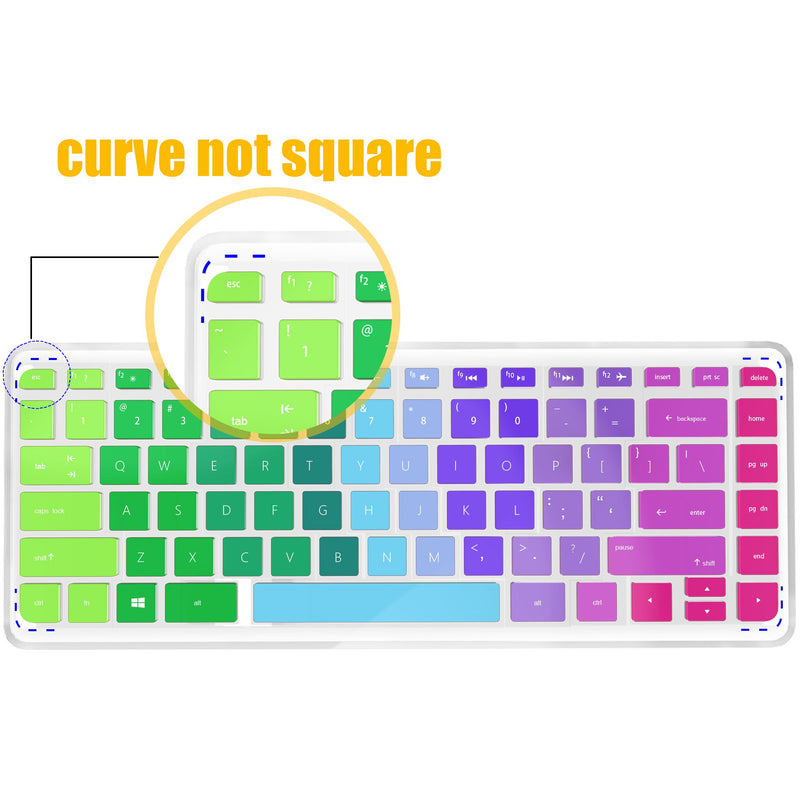 Keyboard Cover Skin Compatible HP Stream 14 Inch Laptop,HP Stream 14-ax Series,14 inch HP Pavilion,Keyboard Protector Cover Skin for HP 14 Laptop(Rainbow+Clear) rainbow+clear