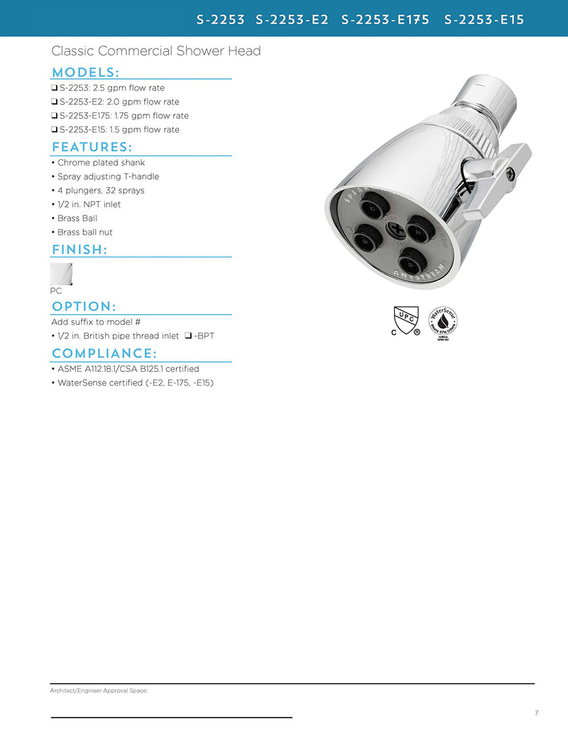 Speakman Z6000-YB-YC S-2253 Classic Anystream High Pressure Adjustable Shower Head, Polished Chrome, 2.5 GPM