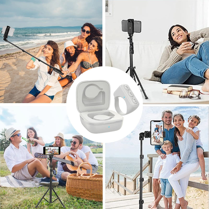 TIK TOK Bluetooth Remote Control Video Page Turner with Most Smartphones and Tablets(iOS Android),Wireless Ring Camera Shutter Control,Bluetooth 5.0USB Rechargeable 32ft Range-White (D01) White