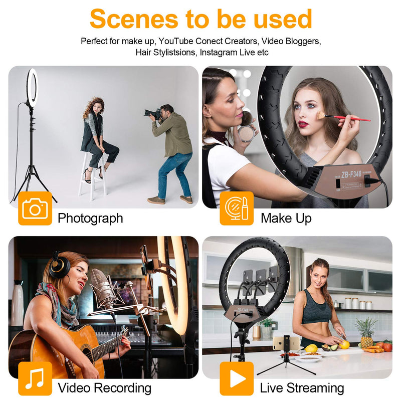 Led Ring Light Without Stand iPhone Photography Light 10" Selfie Light Camera Lamp for iPhone Live Zoom Streaming Makeup (Without Tripod, 10.2 inch Ring Light)