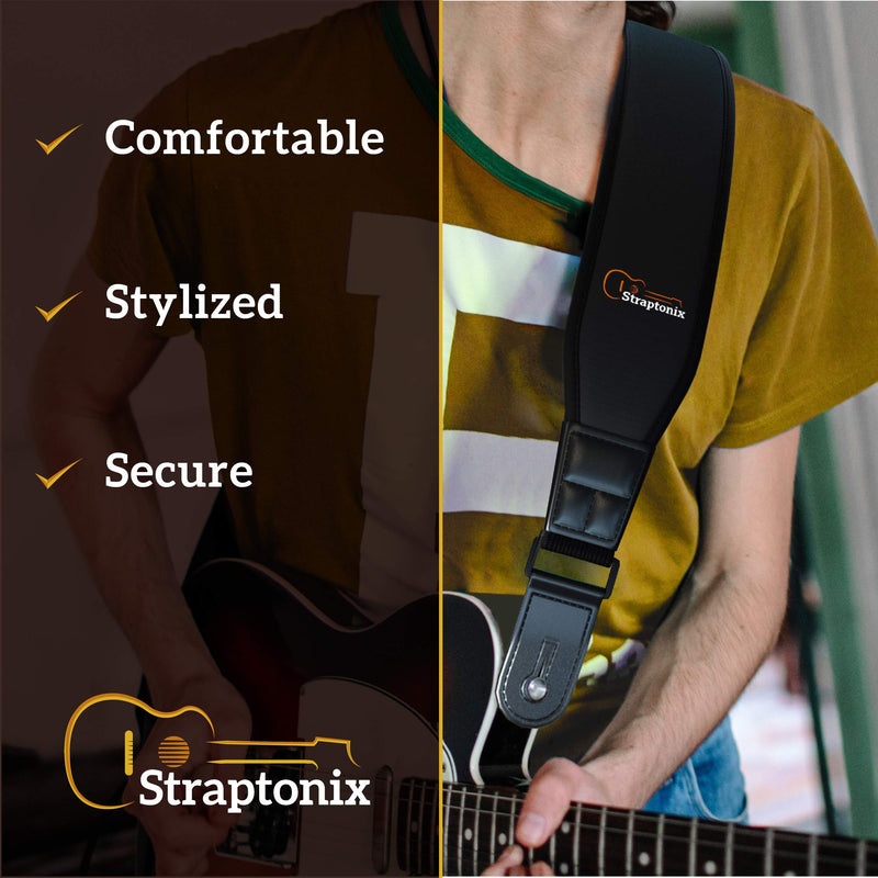 Ultimate Guitar Strap Kit | Premium Electric, Bass, Acoustic Guitar Strap - Soft & Durable Neoprene Guitar Strap w/ 2 Strap Retainers, Strap Button & 5 Guitar Pick Set - Adjustable Strap for Musicians
