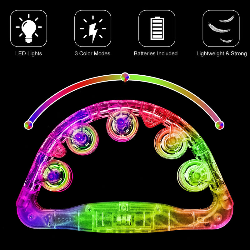 LED Tambourine, Light up Musical Flashing Tambourine [2 Pack]