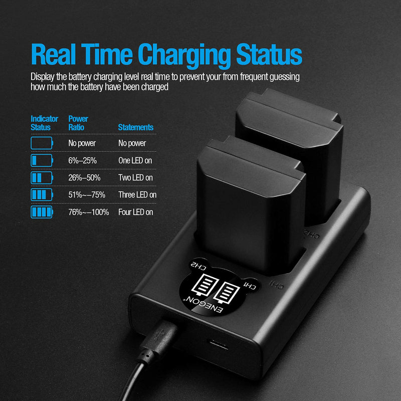 ENEGON NP-FZ100 Replacement Battery (2-Pack) and Rapid Dual USB Charger Set for Sony NP-FZ100,Sony Alpha 9,Sony A9,Sony Alpha 9R,Sony A9R,Sony Alpha 9S,Sony A9S,Sony A7RIII A7R3,Sony a7iii,a7riv,a7r4