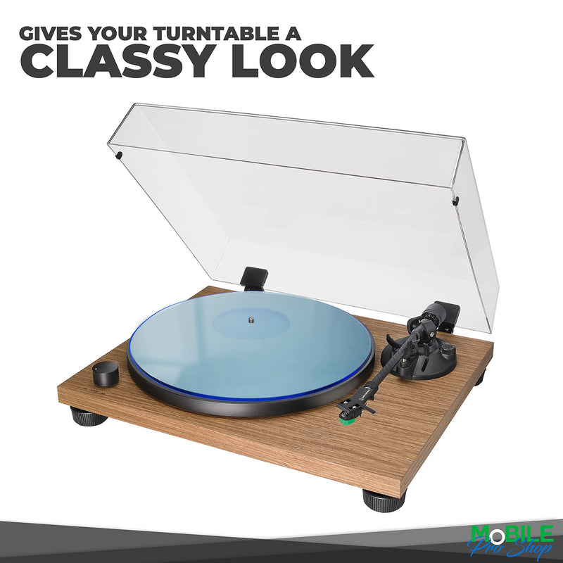 Mobile Pro Shop Acrylic Turntable Mat - Acrylic Slipmat for Vinyl LP Record Players - Improves Sound Quality & Provides Tighter Bass - Anti Static Platter mat (Blue_lit) Blue_lit