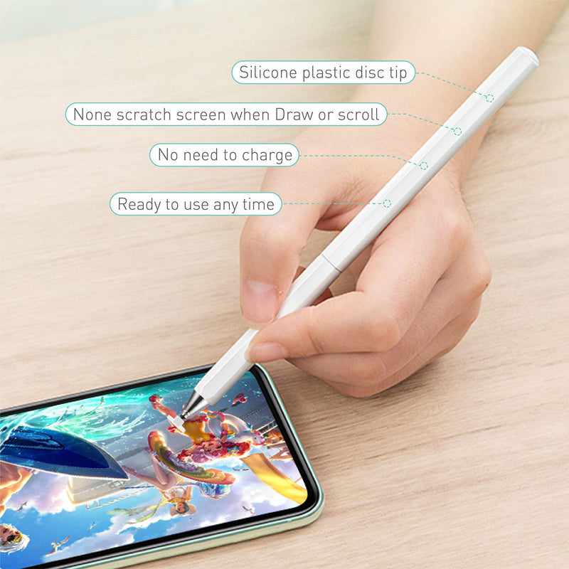 Stylus Pens, Universal High Sensitive & Precision Capacitive Disc Tip Touch Screen Pen Stylus for iPhone/iPad/Pro/Samsung/Galaxy/Tablet/Kindle/Computer/FireTablet Black/White