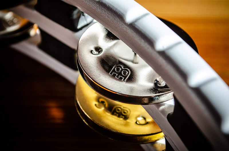Meinl Percussion Handheld Synthetic Tambourine, White, 10" (TMT1M-WH) Plated steel/solid brass