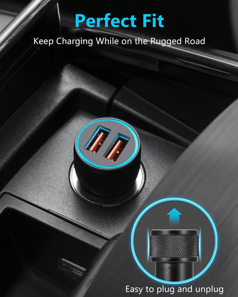 JUNVANG Fast Car Charger for Samsung Galaxy S21/S20/Ultra/S10/S9/S8, Note 20/10/9/8, Pixel, LG, Moto, Quick Charger Dual Port USB Car Charger Adapter with 2 X 3FT USB Type C Cable (3 in 1)