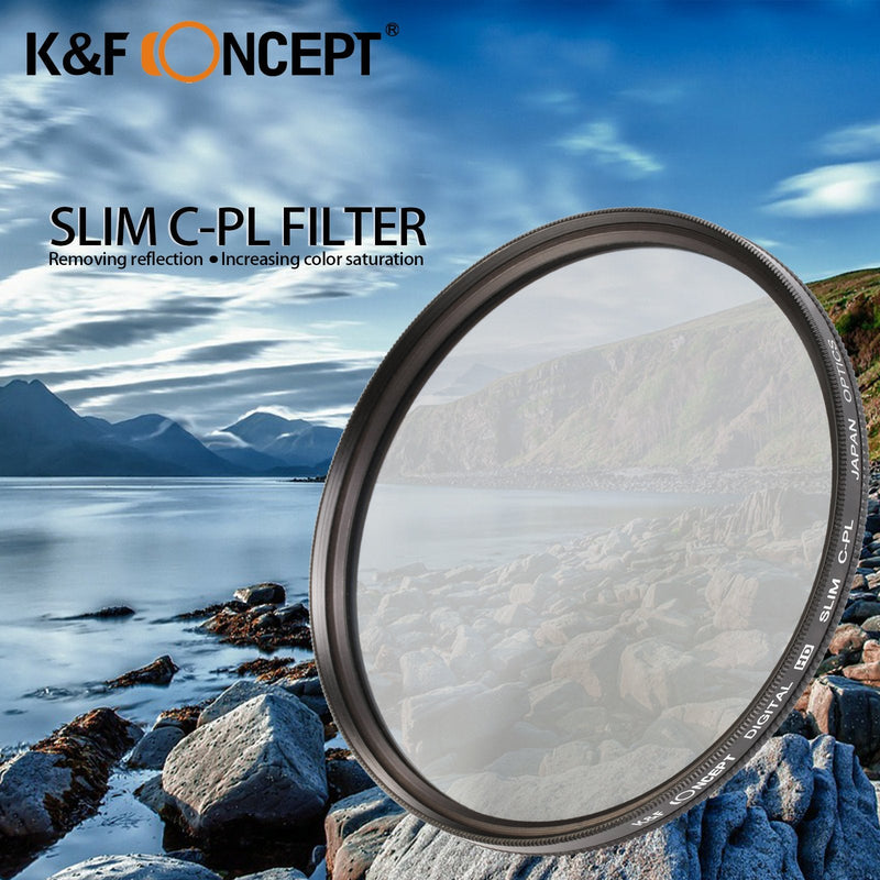 49mm Polarizing Filter, K&F Concept Circular Polarizer 49mm Super Slim Multi Coated Glass CPL Filter Compatible with Canon Nikon Digital Camera Lens + Microfiber Cleaning Cloth