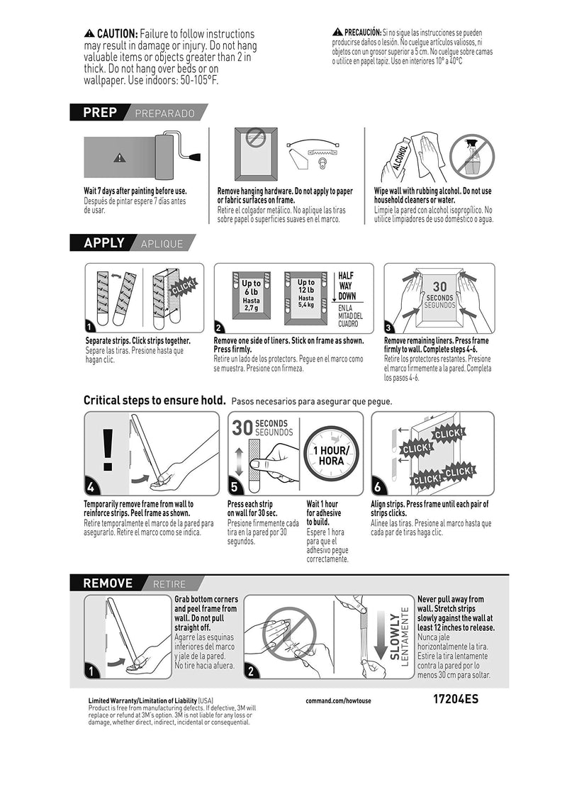 Command Picture Hanging Strips, Medium, Black, 6-Pairs, 12-Strips, Decorate Damage-Free 6 Pairs