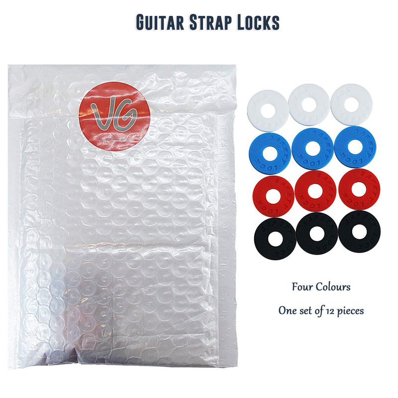 Vinga Guitar 16 Pieces Strap Locks-Silicone Rubber 4 ColorsGuitar Strap Blocks for Locking Guitar Strap (16 Pieces)