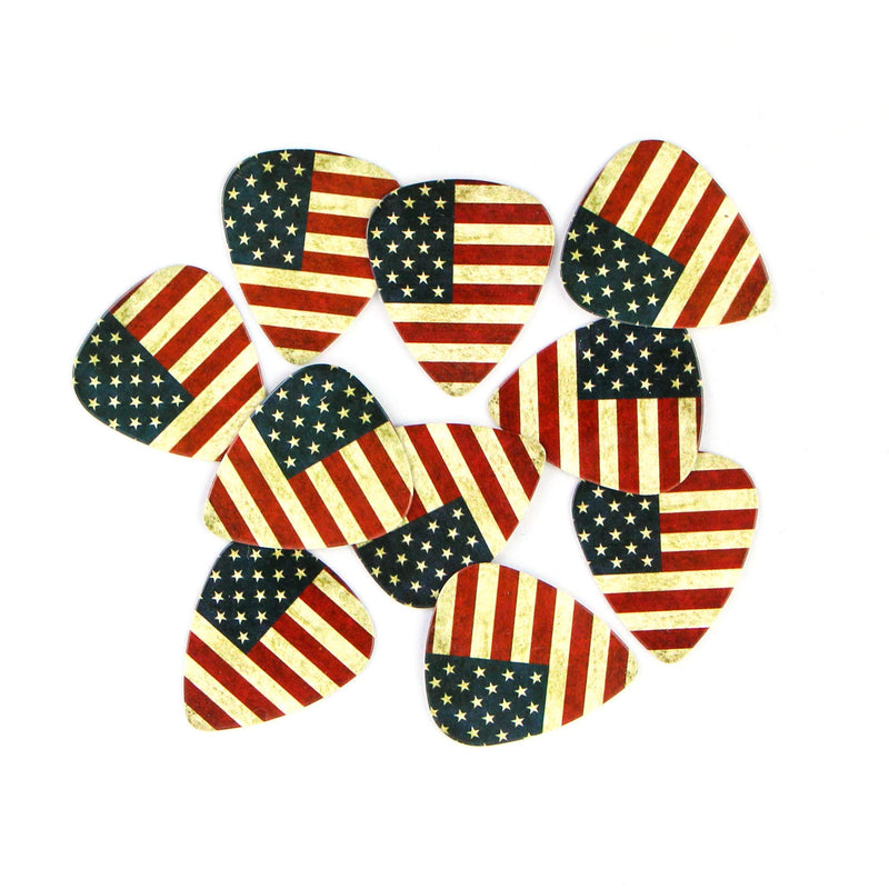 10-pack 0.71mm Stylish Colorful Celluloid Guitar Picks Plectrums for Guitar Bass (10-American Flag) 10-American Flag