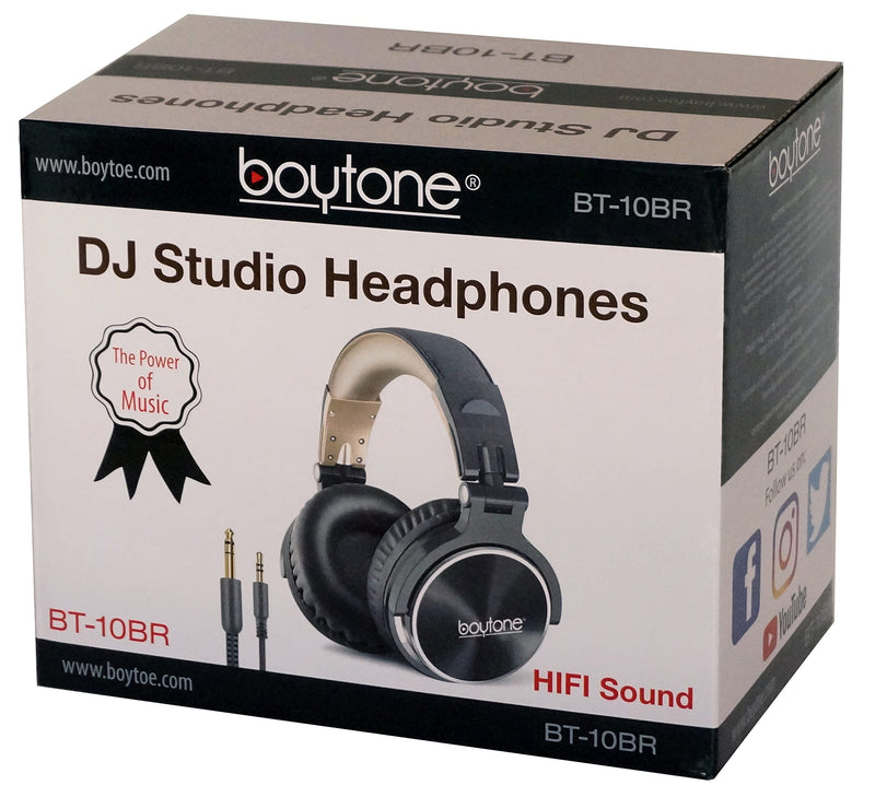 [AUSTRALIA] - Boytone BT-10BR Wired Over Ear Headphones Studio Monitor & Mixing DJ Stereo Headsets with 50mm Drivers and 1/4 to 3.5mm Audio Jack for Audio Mixer Computer, Phone, Guitar, Laptop, Amplifier 
