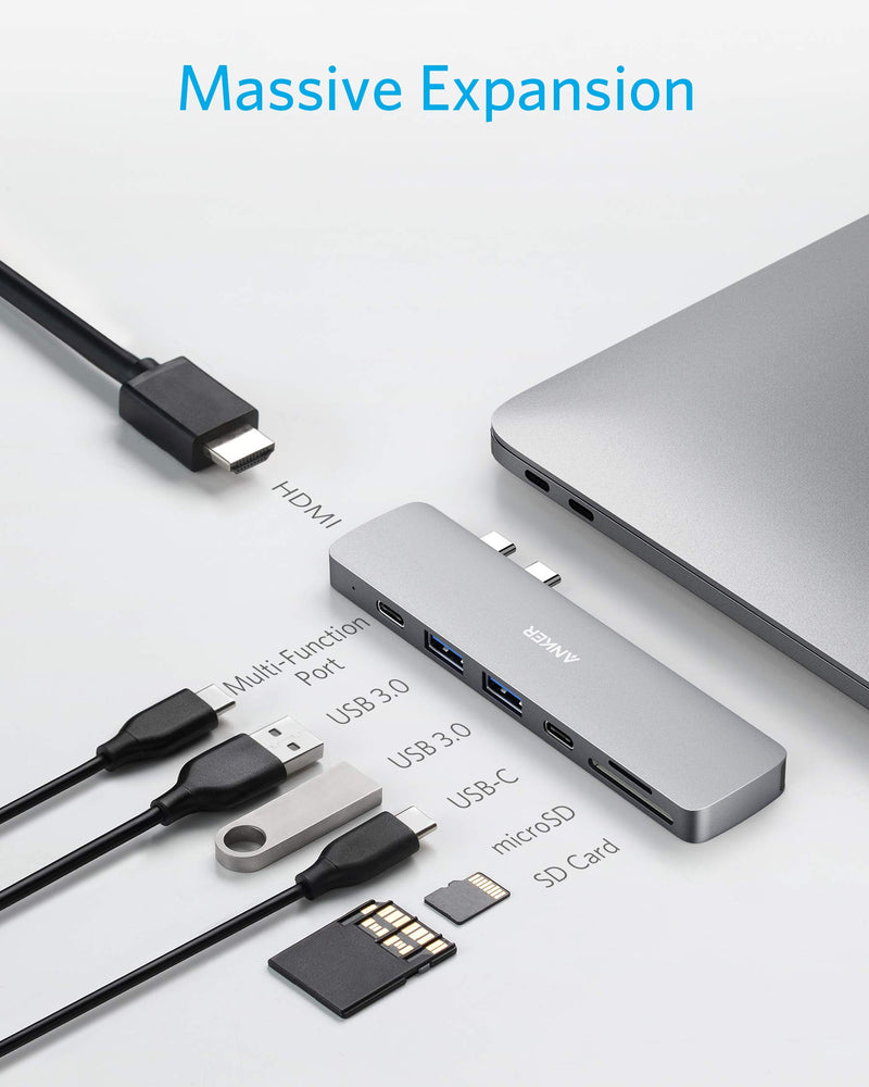 Anker USB C Hub for MacBook, PowerExpand Direct 7-in-2 USB C Adapter Compatible with Thunderbolt 3 USB C Port, 100W Power Delivery, 4K HDMI, USB C and 2 USB A Data Ports, SD and microSD Card Reader