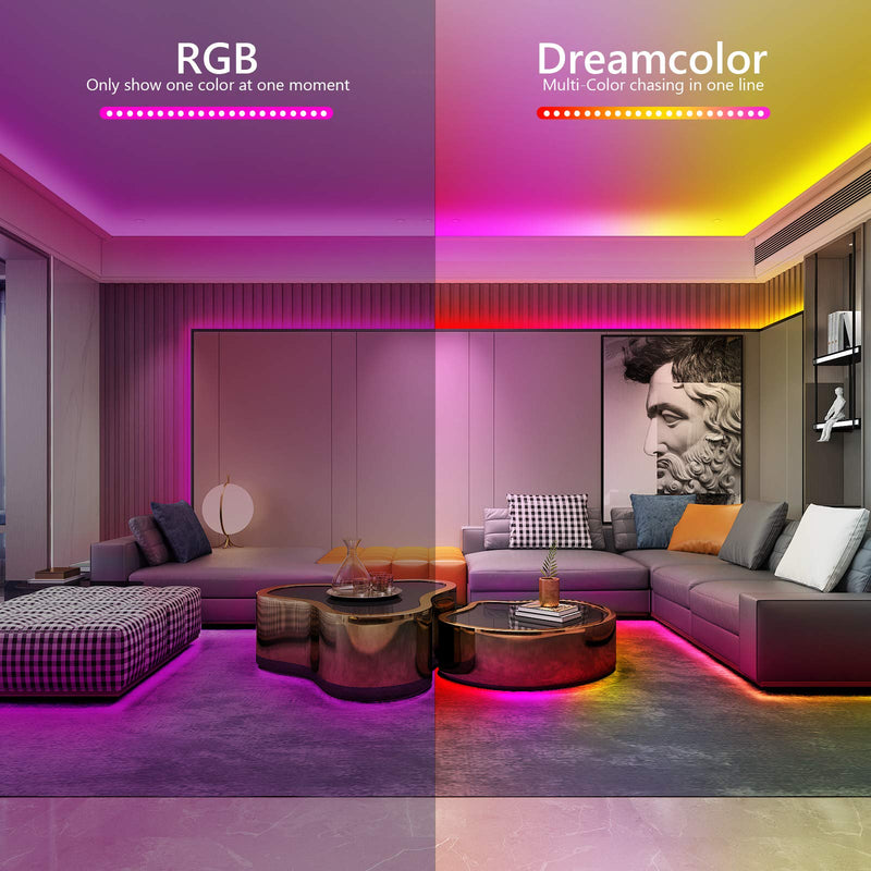 [AUSTRALIA] - DreamColor LED Strip Lights, TASMOR 16.4ft RGBIC Smart WiFi Light Strip Music Sync RGB Light Strips Compatible with Alexa Google Home Waterproof Color Changing LED Lights for TV, Bedroom, Home, Party 