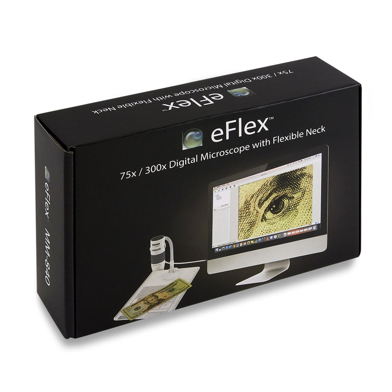 Carson eFlex 75x/300x Effective Magnification (Based on a 21" monitor) LED Lighted USB Digital Microscope with Flexible Stand and Base (MM-840) , White