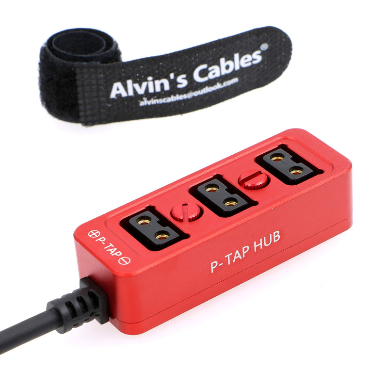 [AUSTRALIA] - Alvin’s Cables D-tap Splitter P-Tap HUB Cable Dtap Male to 3 Port D tap Female Splitter Cable with Screw Threads for ARRI RED Z CAM Cameras TILTA Steadicam IDX V-Mount Battery 1 to 3 50cm Red 