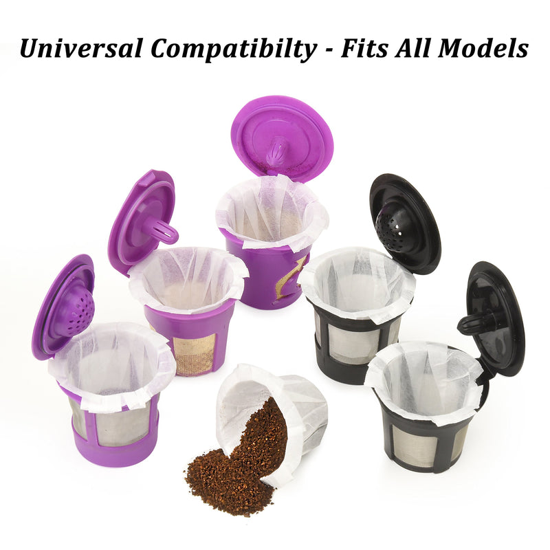 K Cup Filters - Pack of 100 - Fits With All Reusable Coffee Pods - Compostable and Disposable Coffee Filters for Keurig Single Cup by Delibru