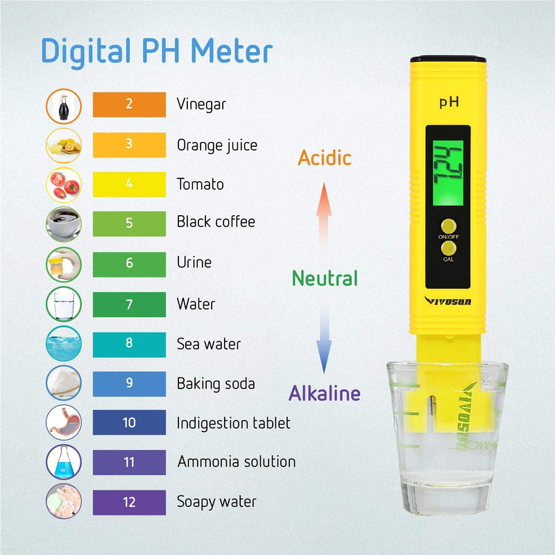 VIVOSUN pH and TDS Meter Combo, 0.05ph High Accuracy Pen Type pH Meter ± 2% Readout Accuracy 3-in-1 TDS EC Temperature Meter for Hydroponics, Household Drinking, and Aquarium, UL Certified