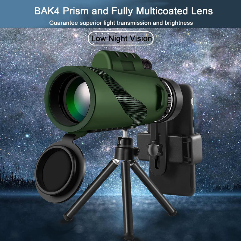 BLACKICE 40x60 High Powered Monoculars for Adults high Powered BAK-4 Prism and FMC Lens Monocular Telescope for Smartphone Monoculars for Bird Watching/Wildlife/Hunting/Hiking