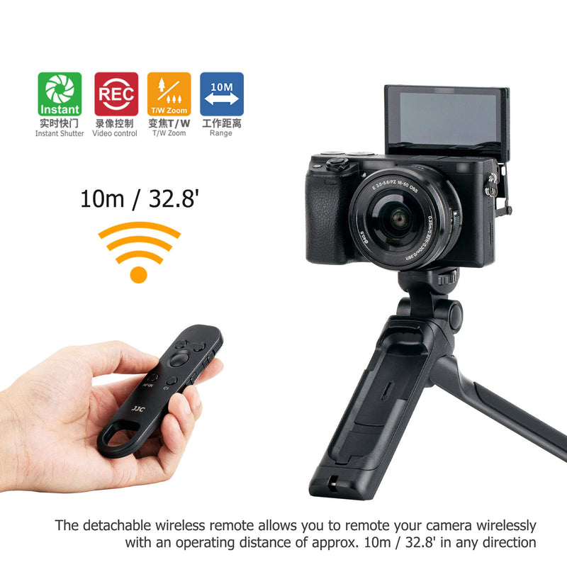 JJC GP-VPT2BT Wireless Bluetooth Remote Shooting Grip and Mini Tripod for Sony ZV-1 ZV1 RX100 VII RX100VII A6100 A6600 A1 A7C A7R IV A7RIV A7S III A7SIII Vlog Camera