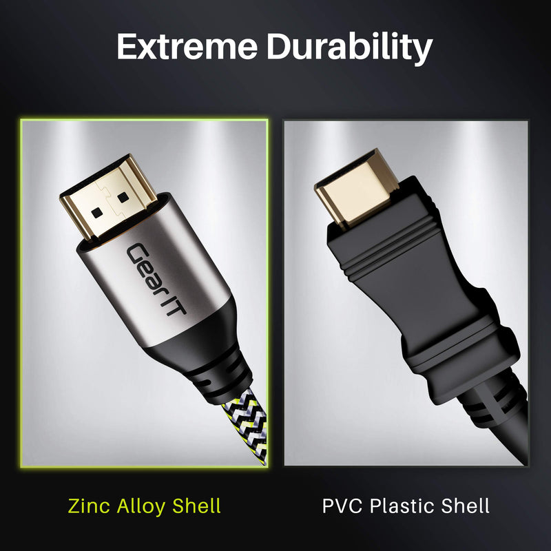 GearIT HDMI Cable (2-Pack / 25ft / 7.6m) High-Speed HDMI 2.0b, 4K 60hz, 3D, ARC, HDCP 2.2, HDR, 18Gbps - Nylon Braided Cord 25 feet / 7.6 meter 2 Pack - Nylon Braided