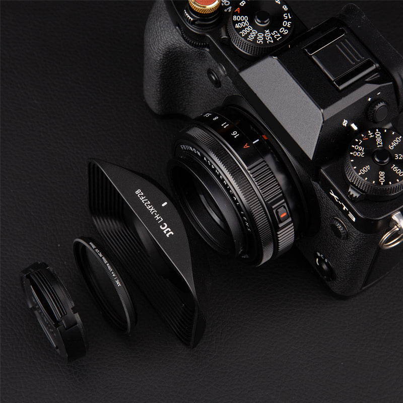 JJC Square Metal Camera Lens Hood Cover Screw-on Mount Shade Protector Replaces Fuji LH-XF27 for Fujifilm XF 27mm F2.8 R WR Lens on XE4 X-E4 XE3 XE2 XT4 XT3 XT2 XS10 X-S10 XT30 XT20 X-pro3 X-pro2