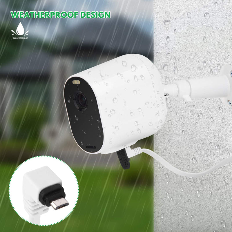 2Pack 16.4Ft/5m Power Adapter for Arlo Essential Spotlight, Weatherproof Outdoor Power Cable Continuously Charging Your Arlo Essential Camera - White