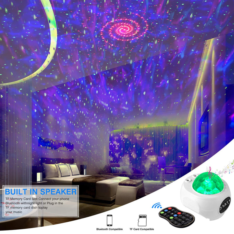[AUSTRALIA] - Star Light Projector for Bedroom, Star Night Light Projector with Bluetooth Speaker Timer Remote Control,8W 15 Colors Galaxy Ocean Wave Projector for Ceiling for Adults for Bedroom Kids Party Xmas 
