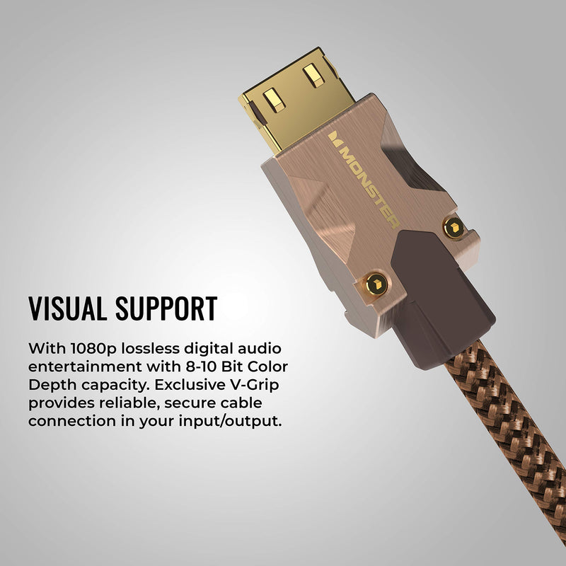 Monster M-Series 2000 Certified Premium HDMI 2.0 4K 60Hz, 25 Gbps, Zinc Alloy Connector, Vgrip, Braided Jacket 3 m (9.8 ft), 25 Gbps