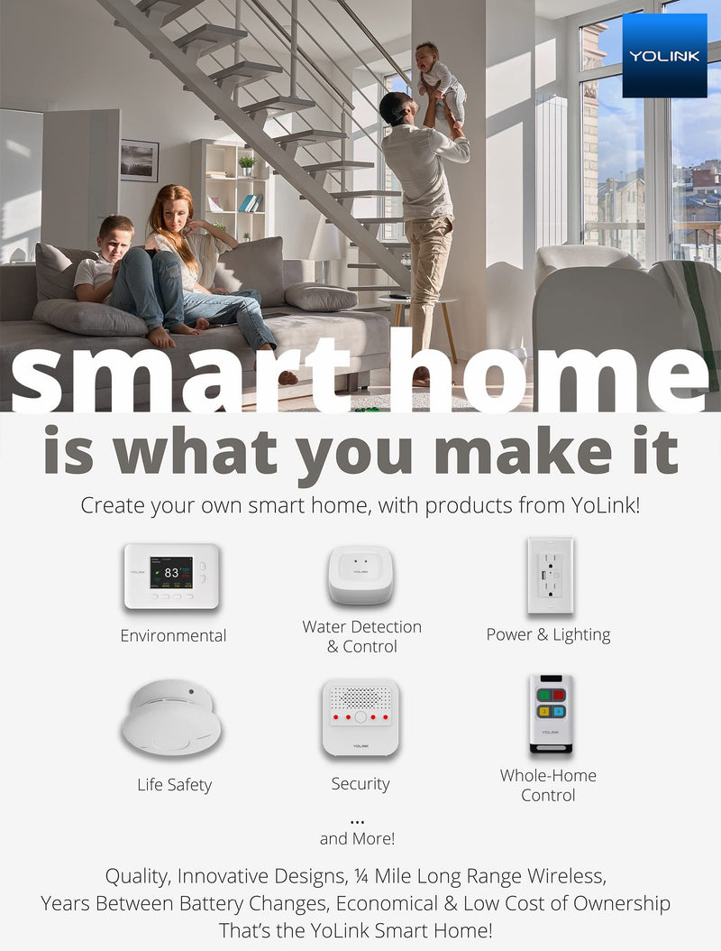 YoLink LoRa 1/4 Wireless Range Smart Motion Sensors, Indoor Motion Detector, Alexa, IFTTT, Home Assistant, Movement Detector App Alerts Remote Monitor, 2 Pack, YoLink Hub Included