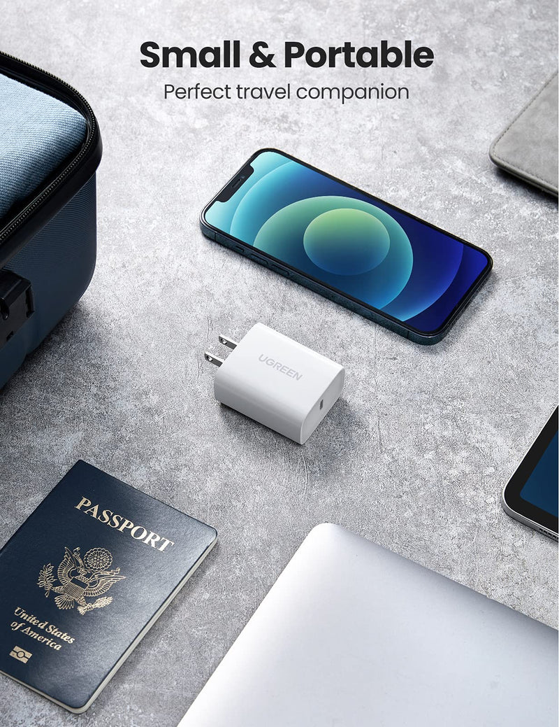 UGREEN 30W USB C Wall Charger - PD Fast Charger Block Power Adapter Compatible for MacBook Air, iPhone 12/12 Mini/12 Pro Max, Galaxy S21/ S21+, Note 20/ Note 10, iPad Pro, Pixel, Airpods and More