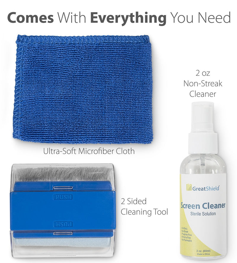 [AUSTRALIA] - GreatShield Universal Screen Cleaning Kit, Microfiber Cloth + 2 Sided Brush + Non-Streak Solution Spray [for TV, Laptops, PC Monitors, Smartphones, Tablets, Camera, Keyboard and Other Electronics] 