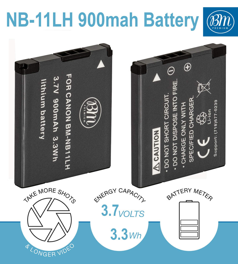 BM Premium 2 Pack Of NB-11L, NB-11LH Batteries and Dual Battery Charger Kit for Canon PowerShot Elph 110, Elph 130, Elph 135 IS, Elph 140 IS, Elph 150 IS, Elph 160, Elph 170 IS, Elph 180, Elph 190 IS, Elph 320 HS, Elph 340 HS, Elph 350 HS, Elph 360 HS,...