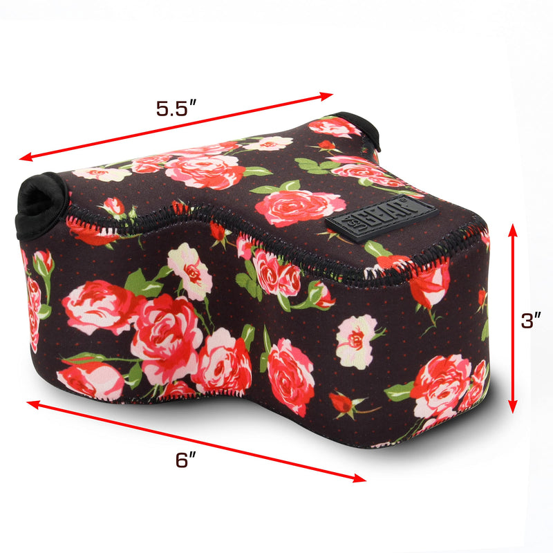 USA GEAR DSLR Camera Sleeve Case (Floral) with Neoprene Protection, Holster Belt Loop and Accessory Storage - Compatible with Nikon D3100, Canon EOS Rebel SL2, Pentax K-70 and Many More Floral