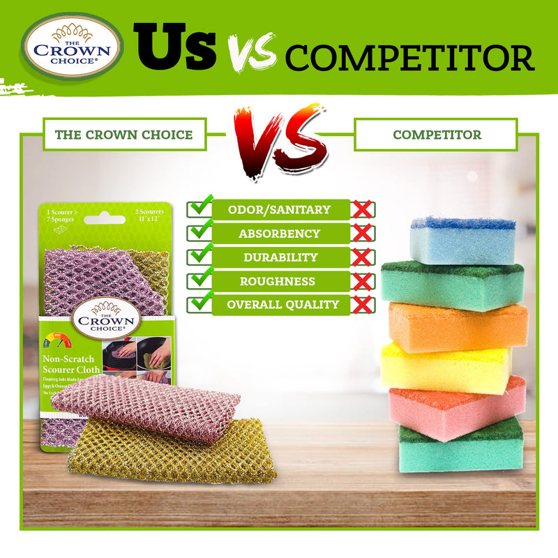 Heavy Duty Dish Scrubber Scouring Pad (24 Pcs Pack) - Scrubbers for Cleaning Dishes & Pots Pans - Non Scratch Kitchen Scrubbing Pads Pan Scrubber - Replace Sponges for Dishwashing and Scrub Sponge Value 12pk (24 Pcs)